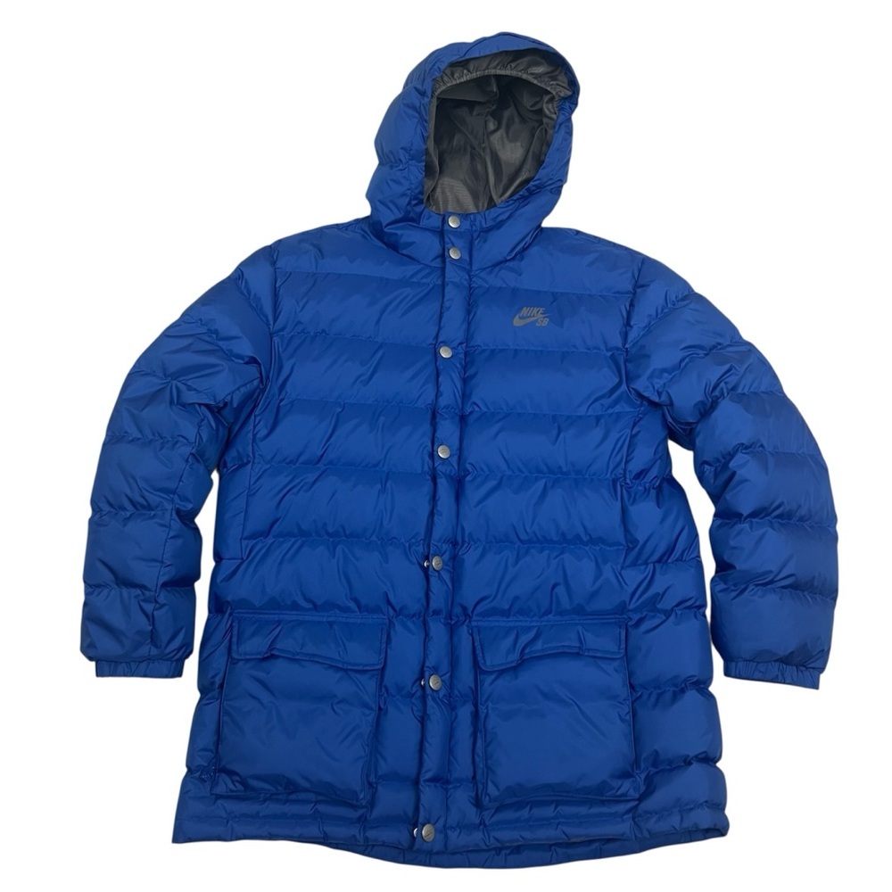 Nike SB Down Jacket Youth XL Blue Skateboarding Snap Zip Quilted Puffer 13-15